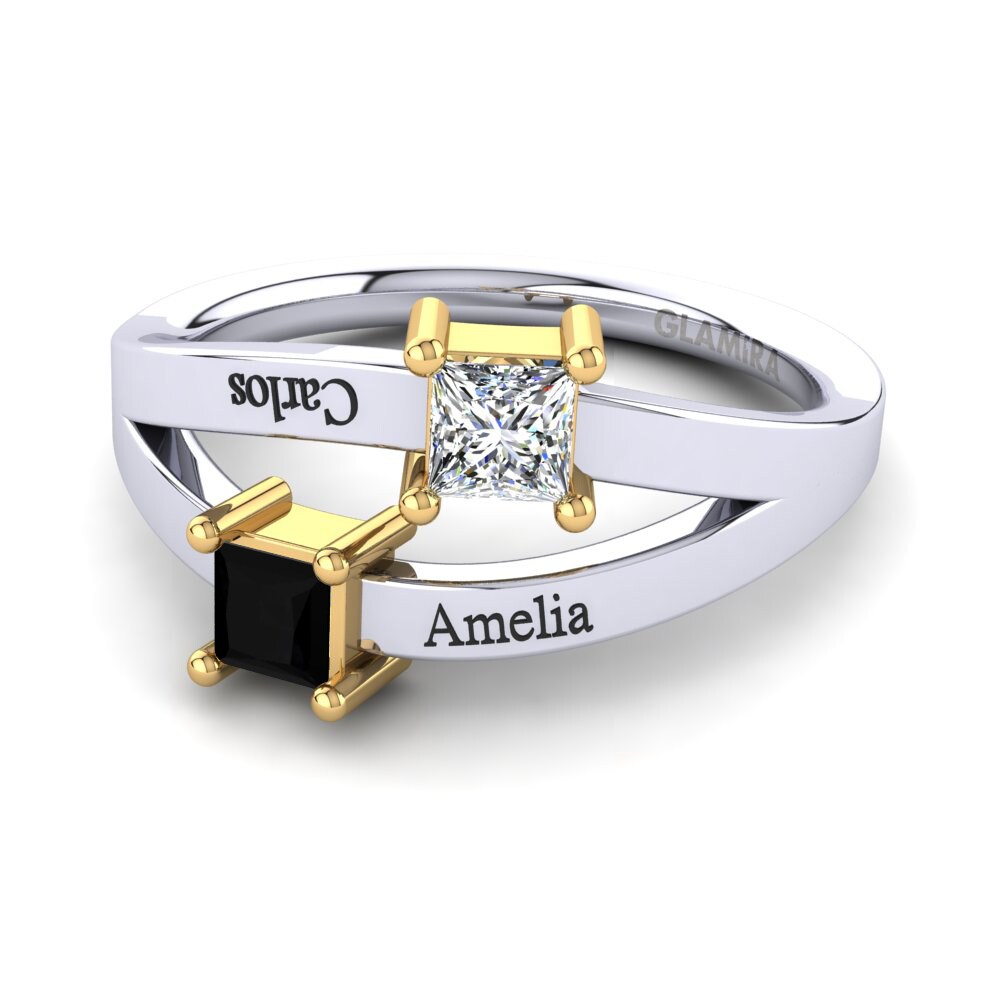 9ct White & Yellow Gold Black Onyx Ring Tishal