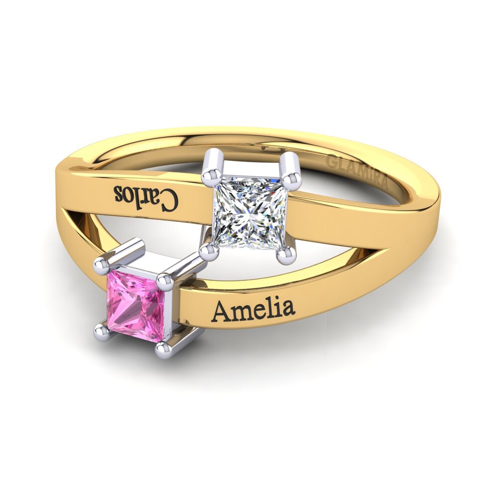 14ct Yellow & White Gold Pink Tourmaline Ring Tishal