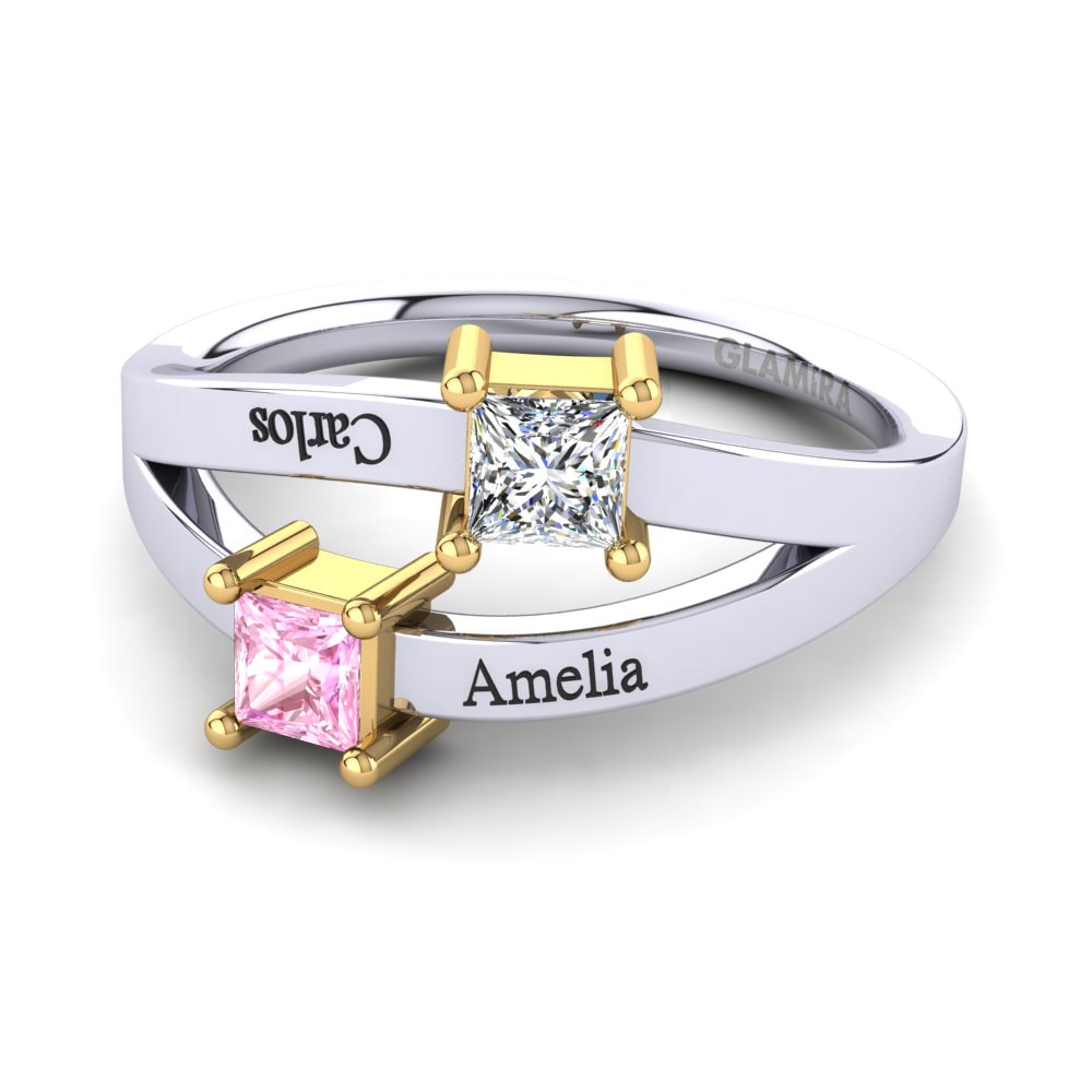 18ct White & Yellow Gold Pink Sapphire Ring Tishal