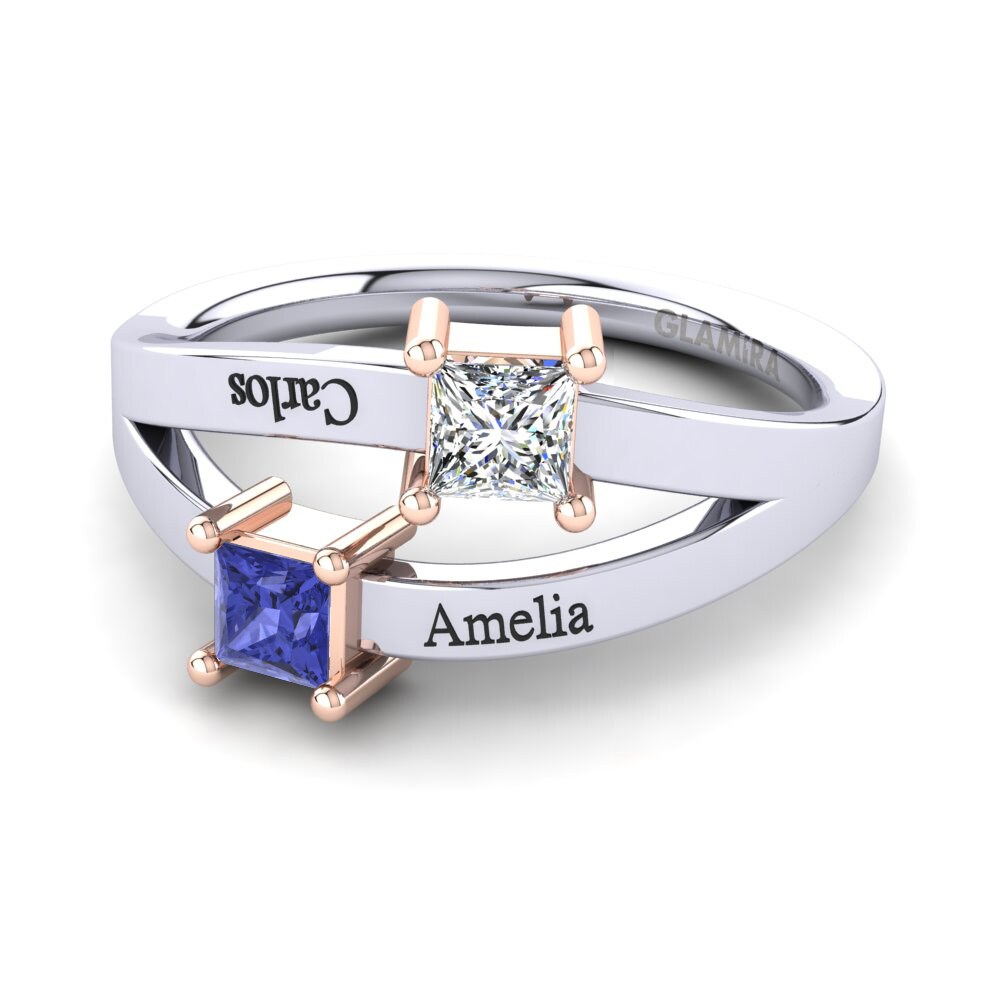 14ct White & Rose Gold Tanzanite Ring Tishal