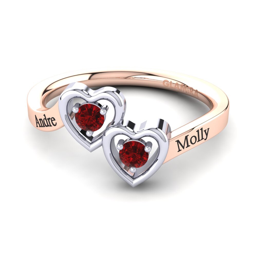14K Rose & White Gold Red Zirconia Ring Toinette