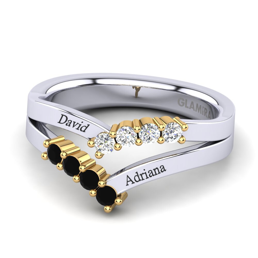 9ct White & Yellow Gold Black Onyx Ring Tonyetta
