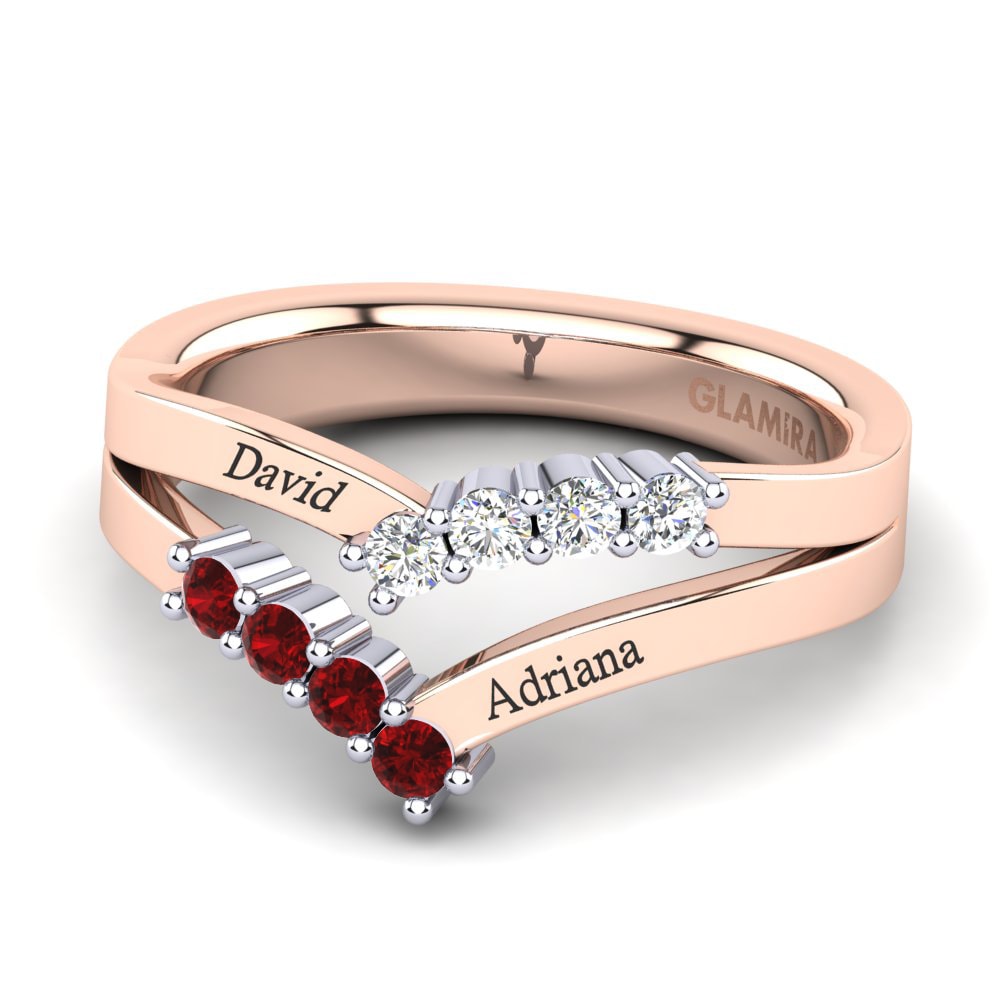 14K Rose & White Gold Red Zirconia Ring Tonyetta