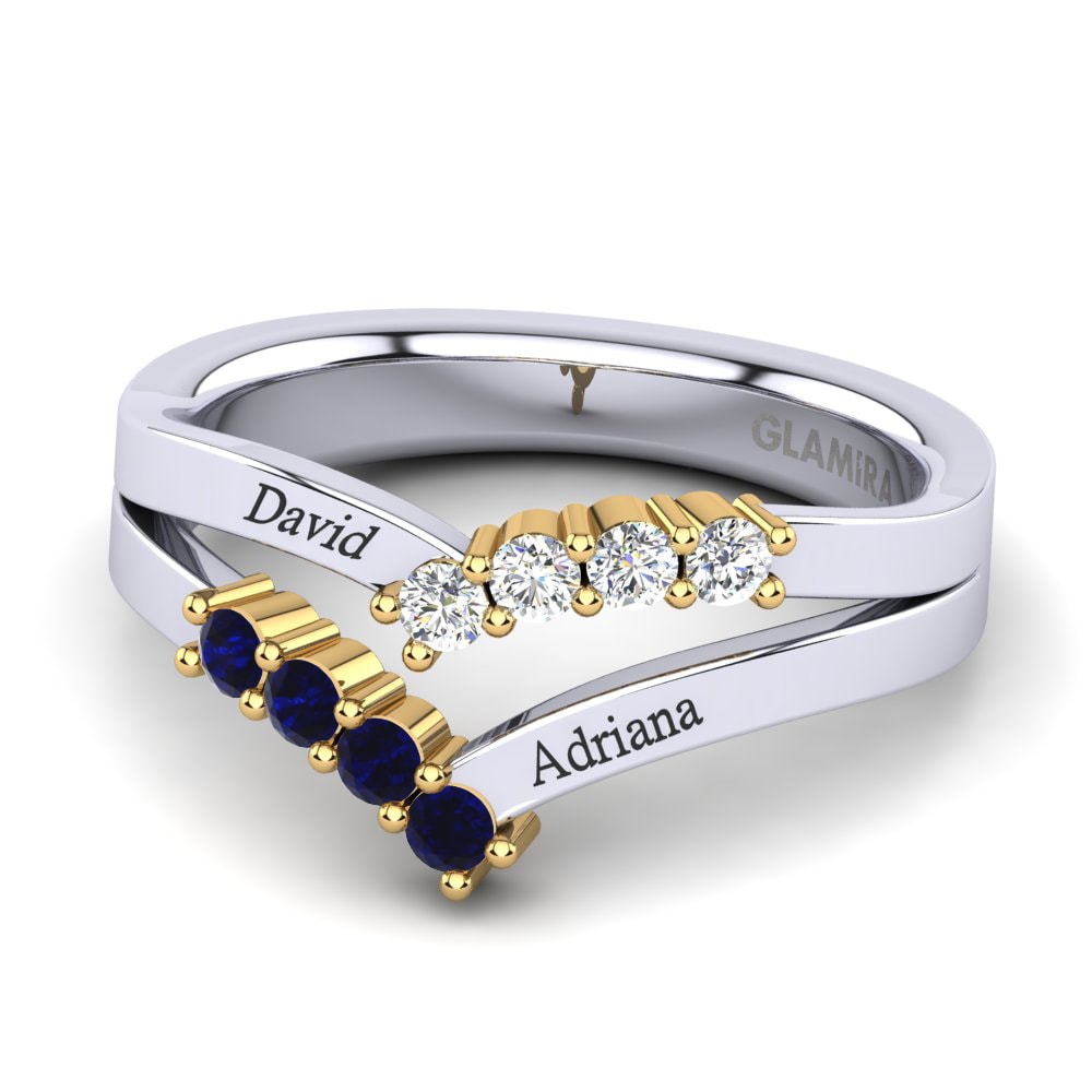 14ct White & Yellow Gold Dark Blue Zirconia Ring Tonyetta