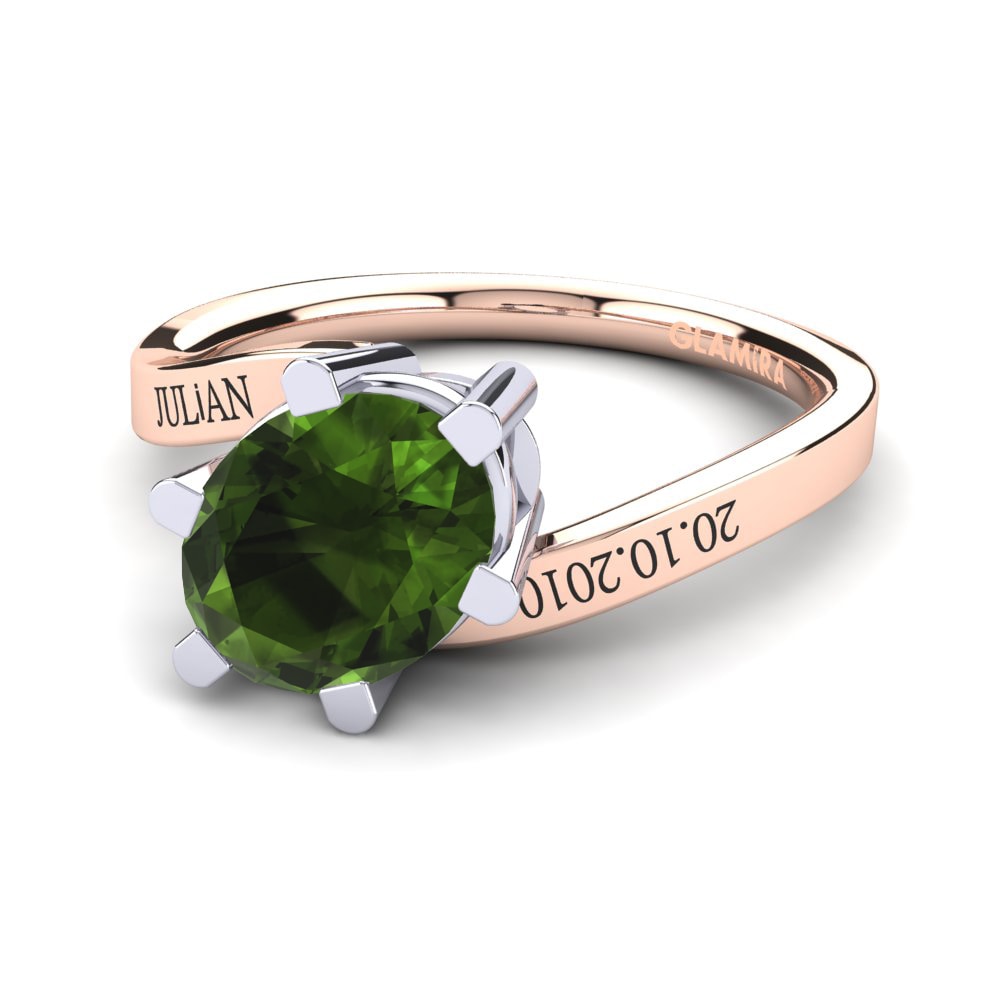 14ct Rose & White Gold Green Tourmaline Ring Urwine