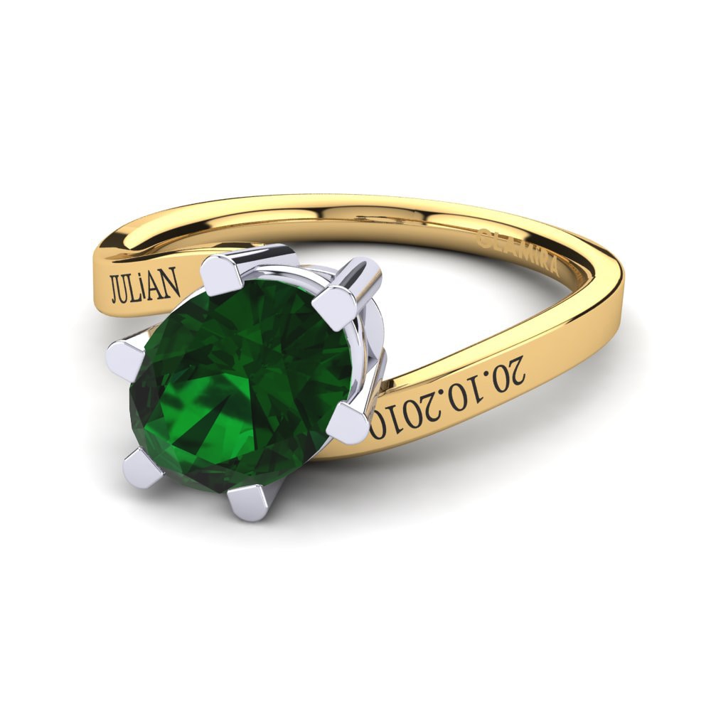 18ct Yellow & White Gold Emerald (Lab Created) Ring Urwine