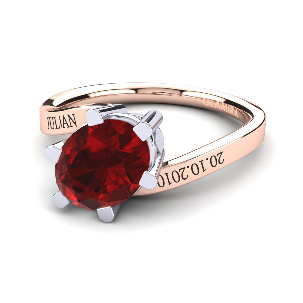 14K Rose & White Gold Red Zirconia Ring Urwine