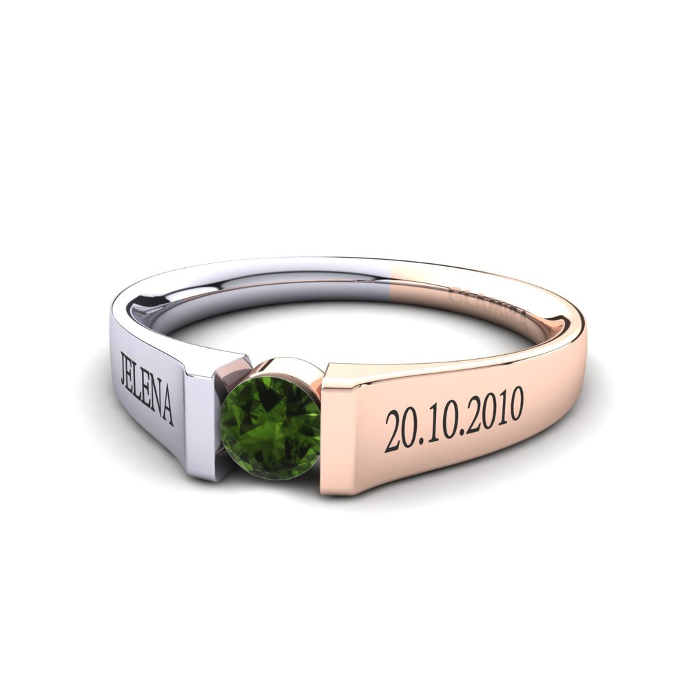 14ct Rose & White Gold Green Tourmaline Ring Vernin