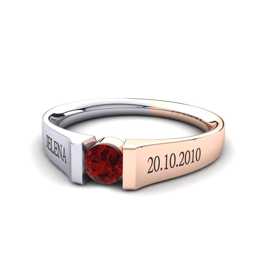 14K Rose & White Gold Red Zirconia Ring Vernin