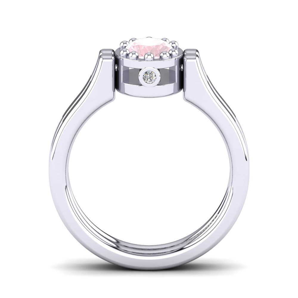 Or Blanc 9k Quartz Rose Bague Rudolfia