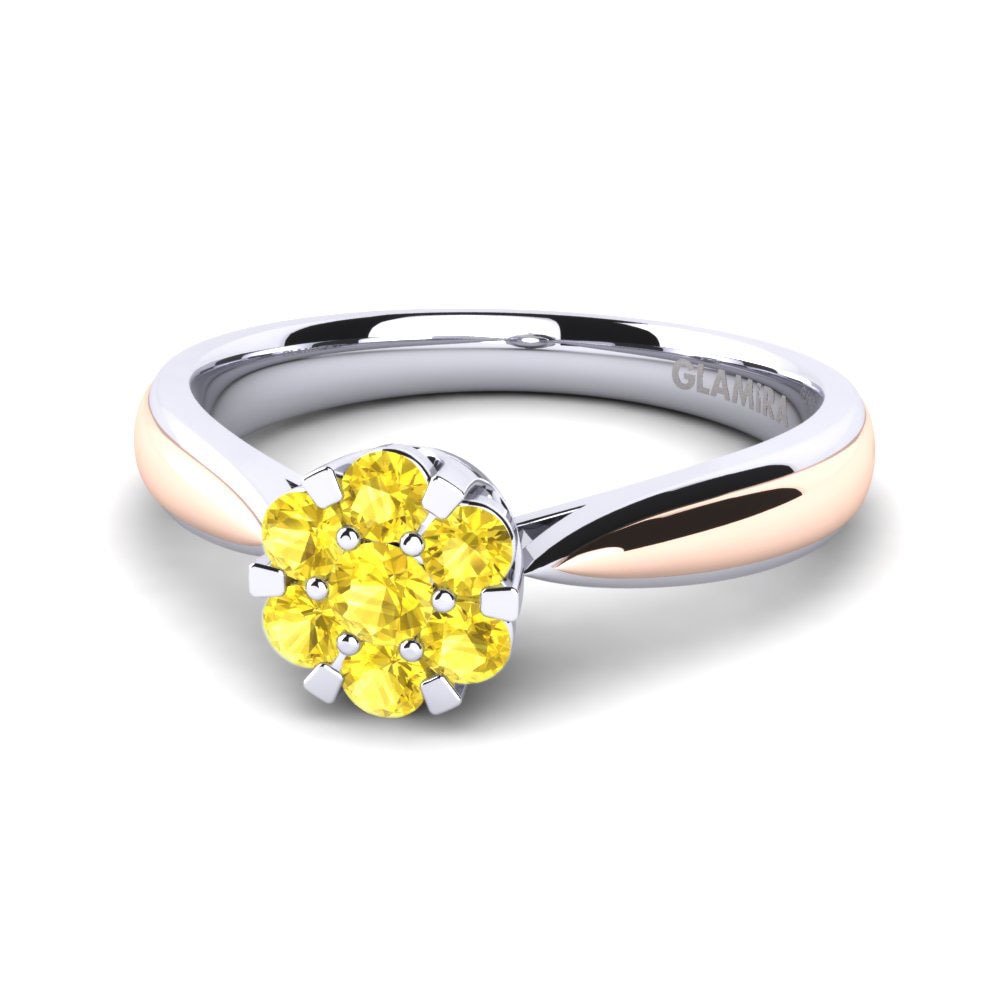 14ct White & Rose Gold Yellow Sapphire Ring Venice
