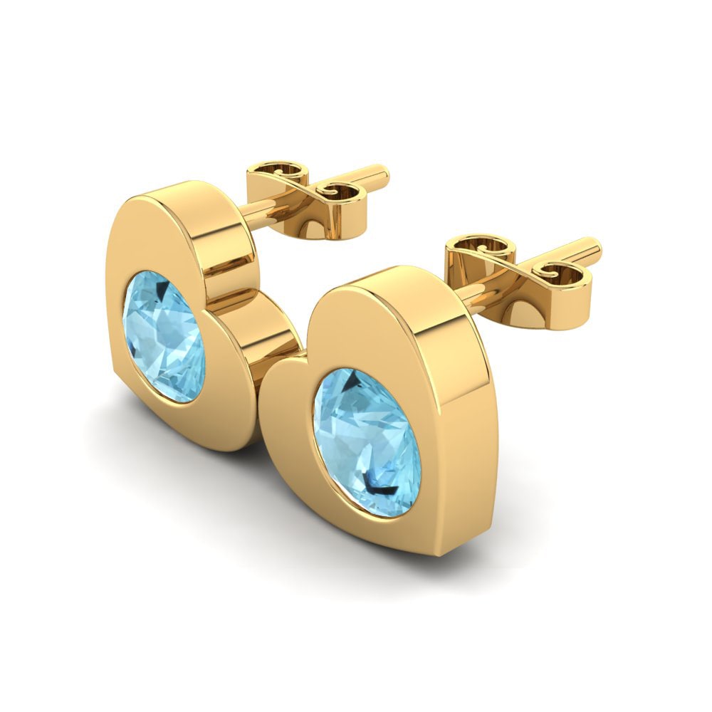 14k Oro Amarillo Aguamarina Pendiente de mujer Raika