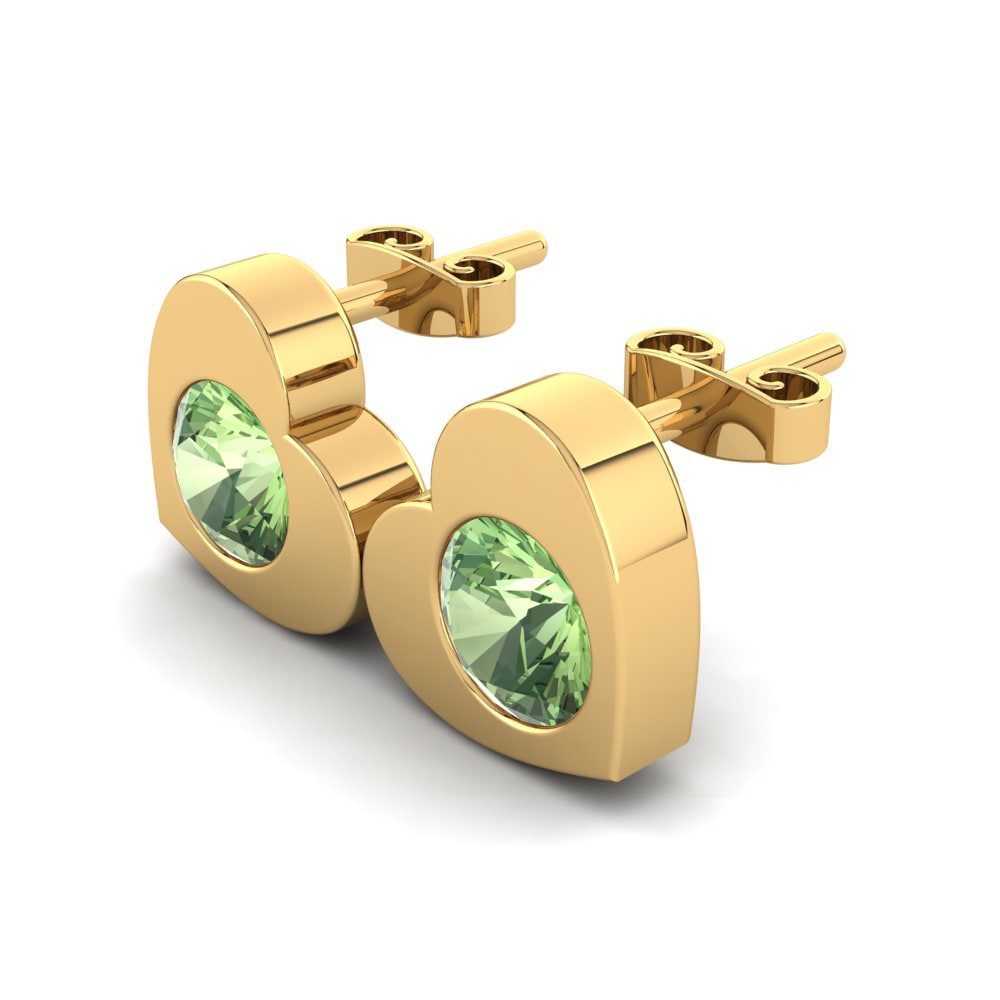 18k Oro Amarillo Amatista verde Pendiente de mujer Raika