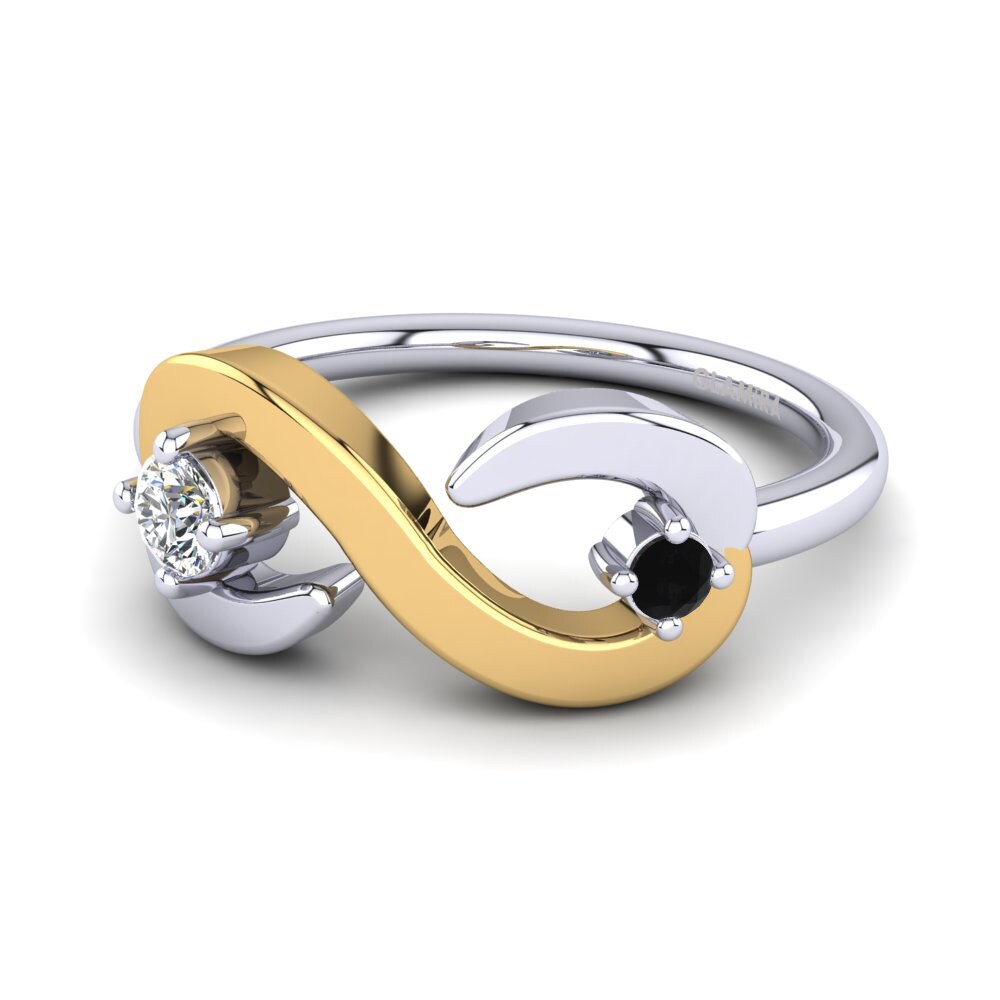 9ct White & Yellow Gold Black Onyx Ring Roverta