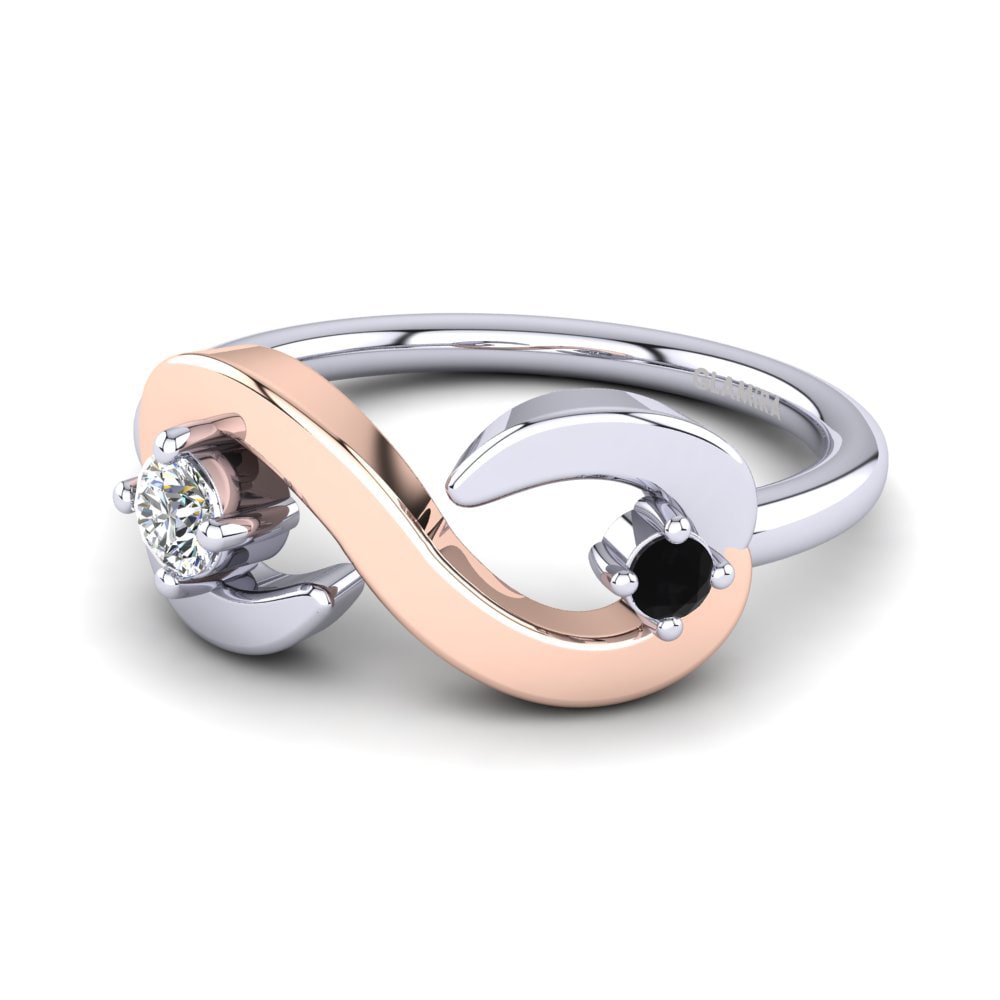 14ct White & Rose Gold Black Sapphire Ring Roverta