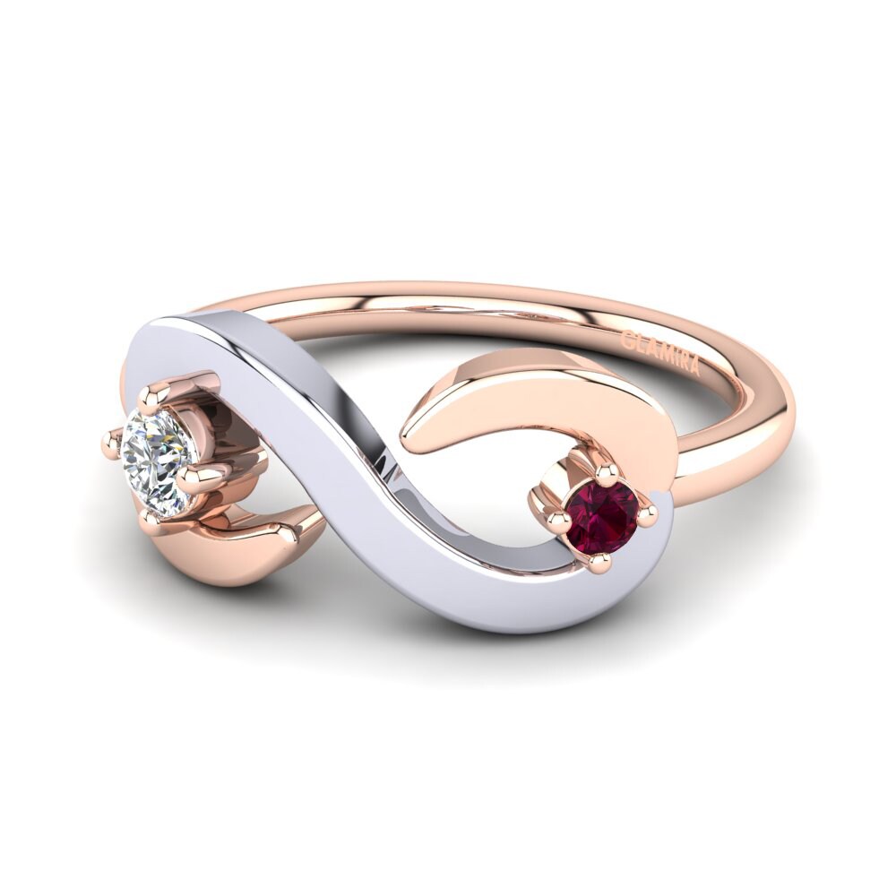 18ct Rose & White Gold Rhodolite Garnet Ring Roverta