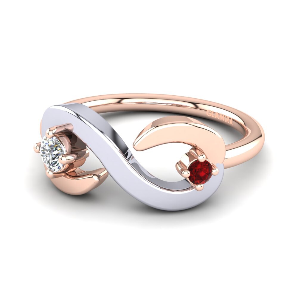 9ct Rose & White Gold Red Zirconia Ring Roverta