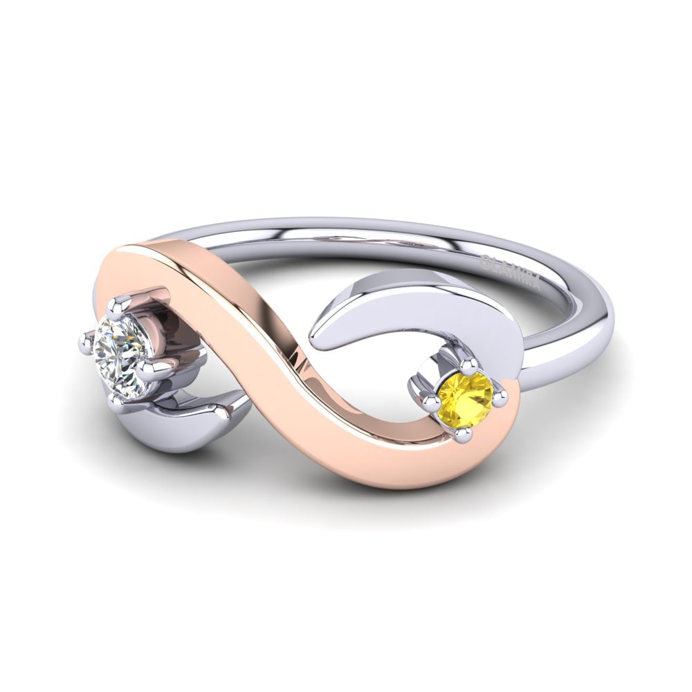 14ct White & Rose Gold Yellow Sapphire Ring Roverta
