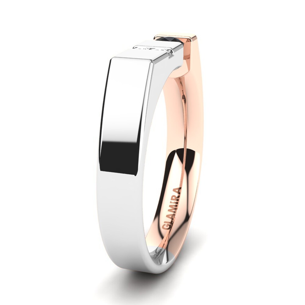 9ct White & Rose Gold Black Onyx Men's Ring Balconi