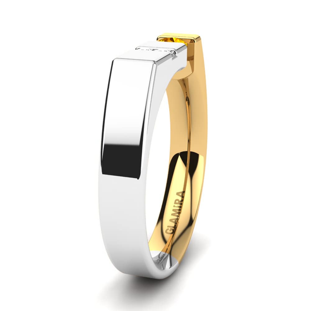 18ct White & Yellow Gold Citrine Men's Ring Balconi