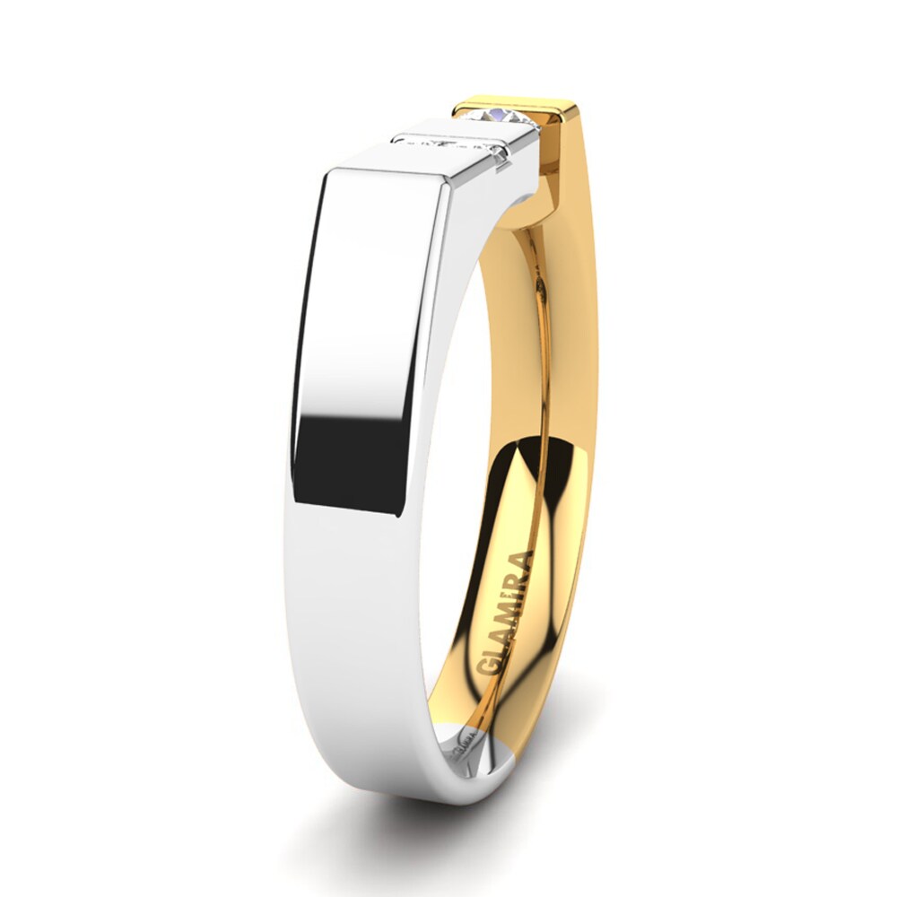 14ct White & Yellow Gold White sapphire Men's Ring Balconi