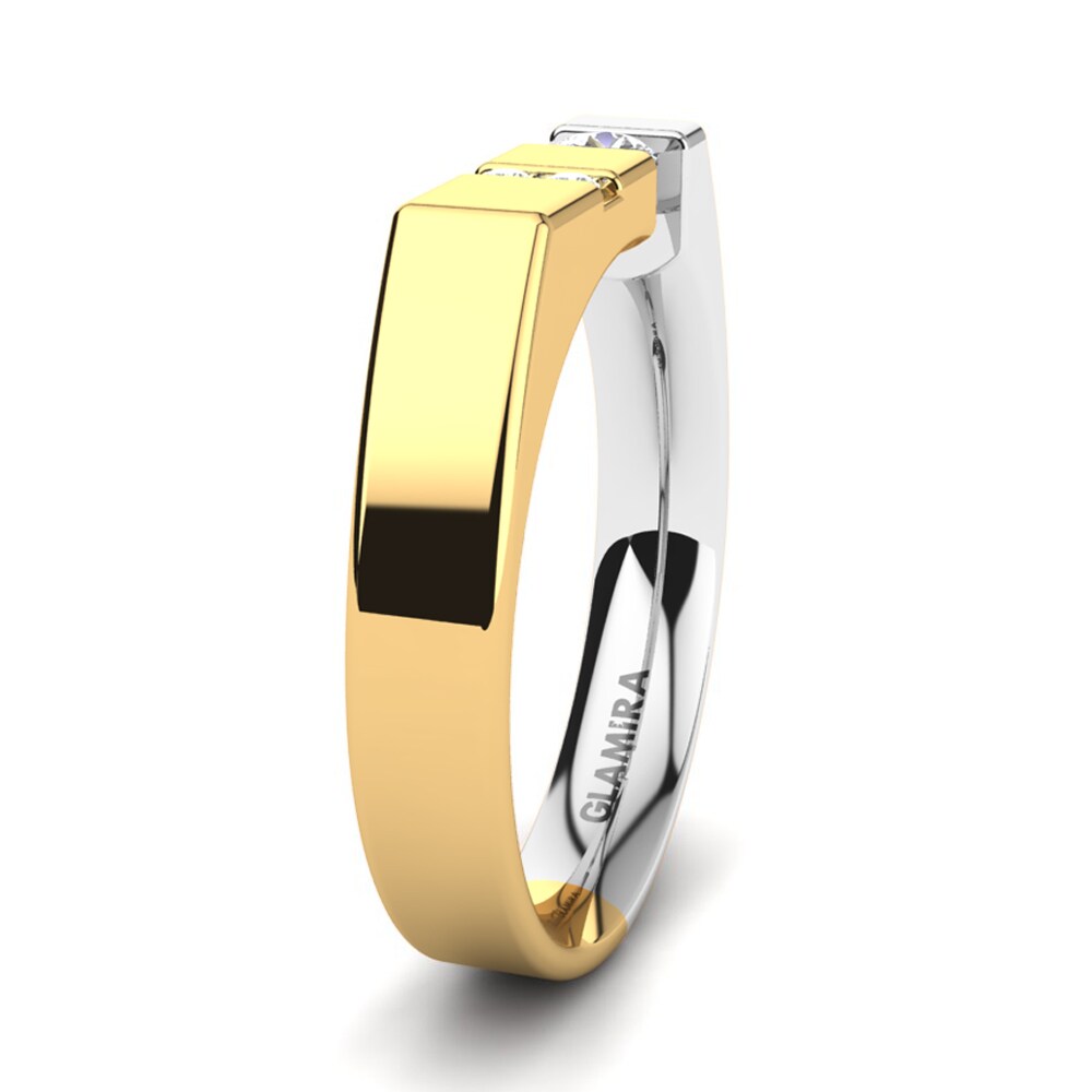Oro Giallo & Bianco 585 Zaffiro Bianco Anello da uomo Balconi