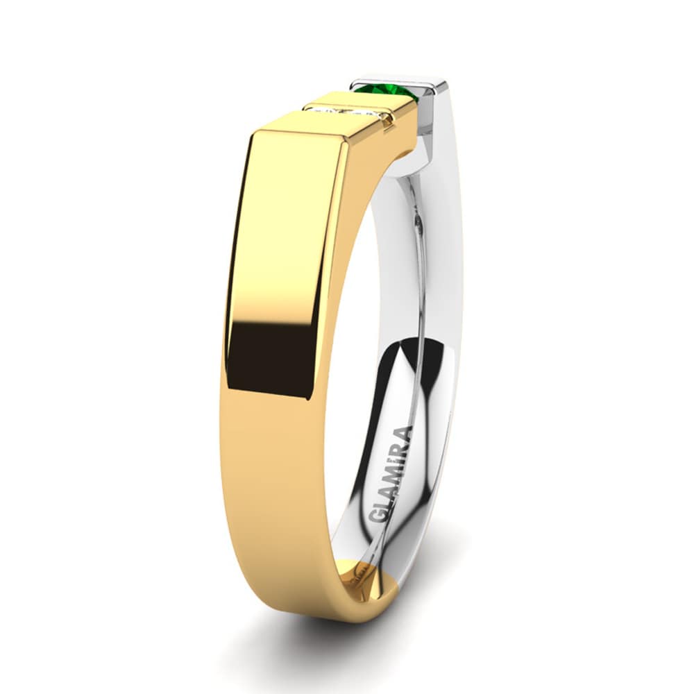 Oro Giallo & Bianco 585 Zircone Verde Anello da uomo Balconi