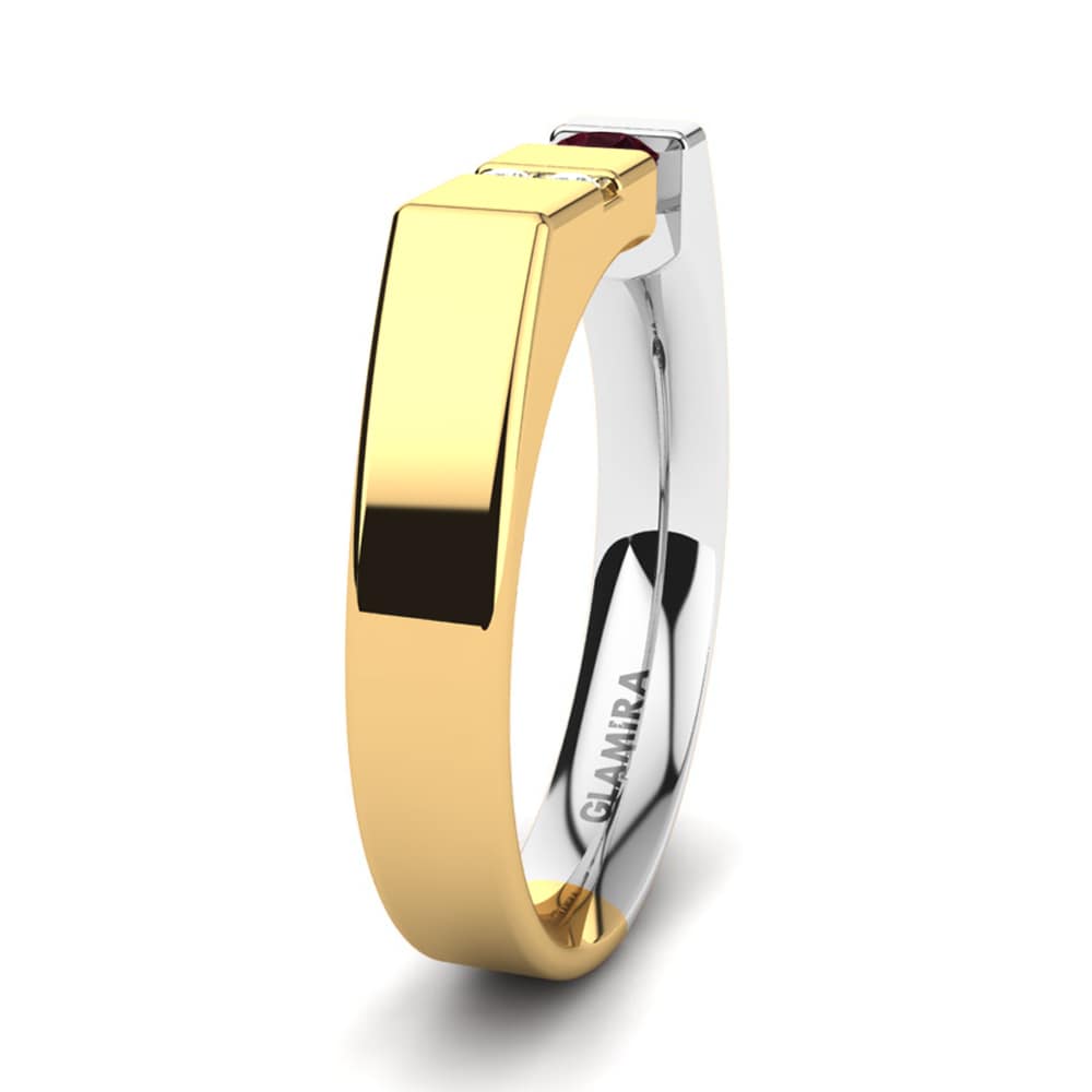 18ct Yellow & White Gold Garnet Men's Ring Balconi