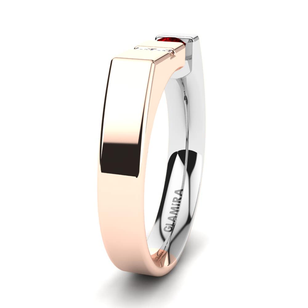 14ct Rose & White Gold Ruby Men's Ring Balconi
