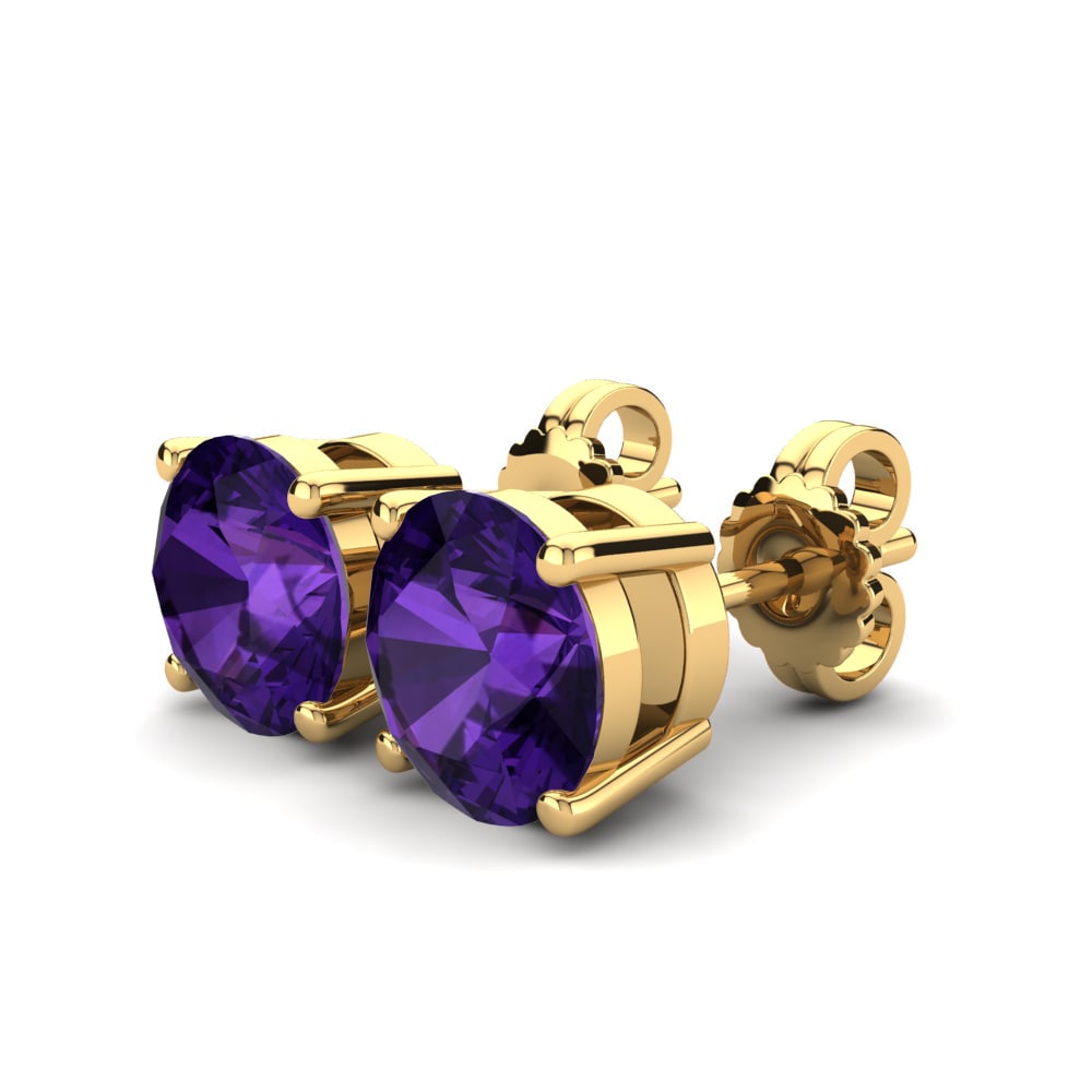 18k Oro Amarillo Amatista Pendiente de mujer Aveira