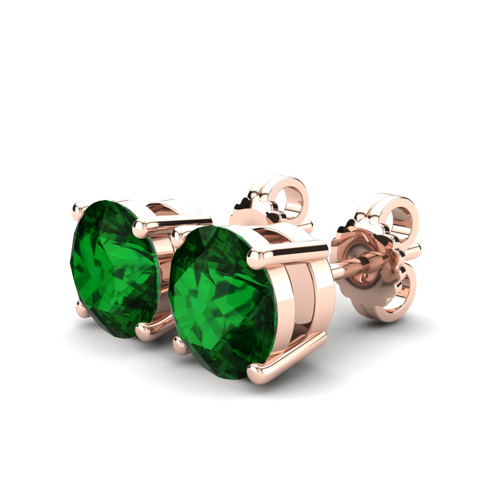 14k Oro Rosa Esmeralda (creada en laboratorio) Pendiente de mujer Aveira