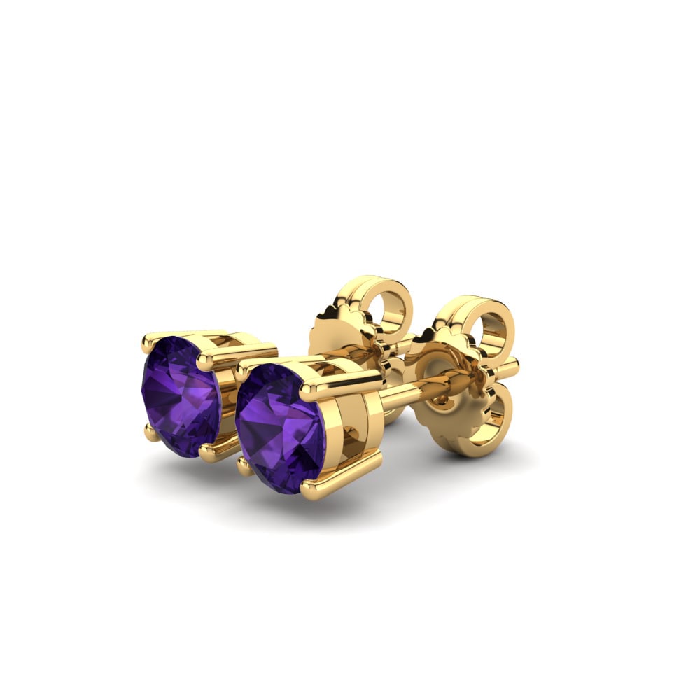 14k Oro Amarillo Amatista Pendiente de mujer Vaunita