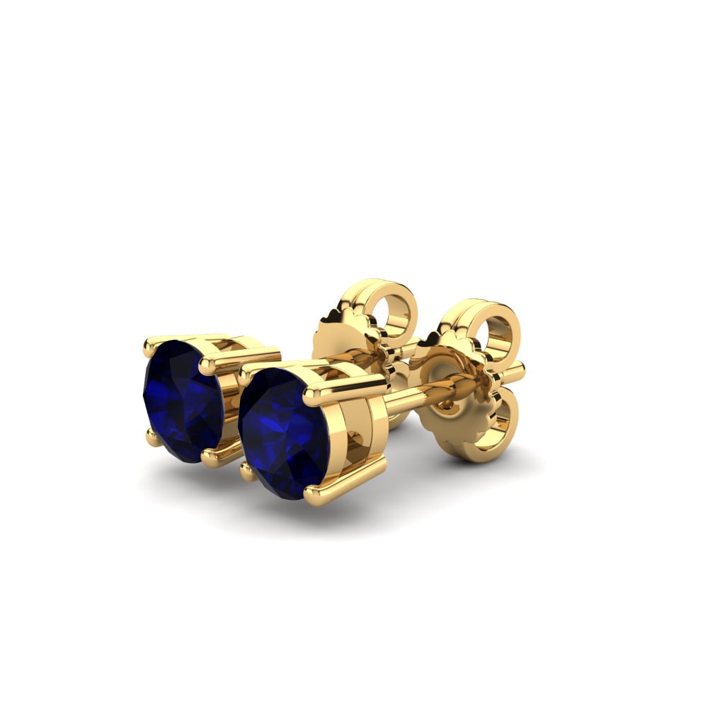 Ouro Amarelo 14K Safira Brincos Feminino Vaunita