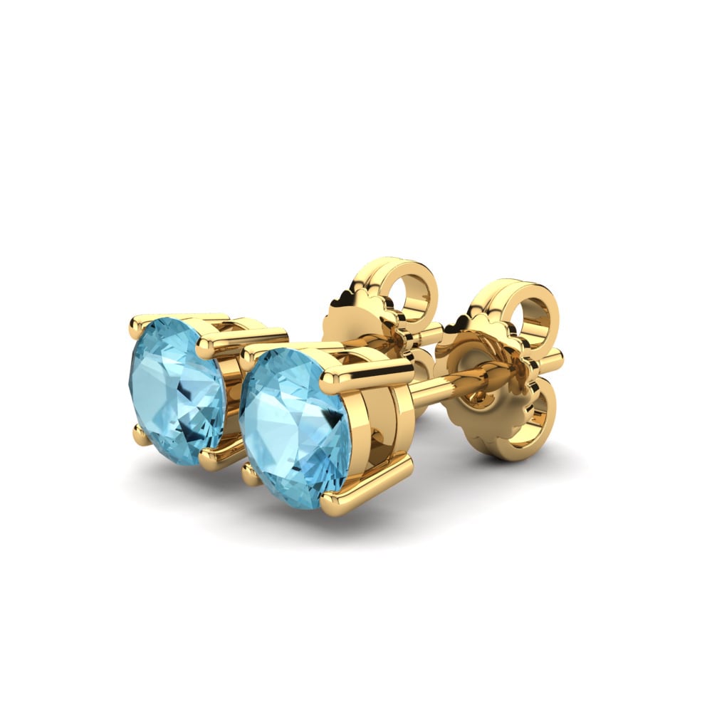 14k Oro Amarillo Aguamarina Pendiente de mujer Vedasri