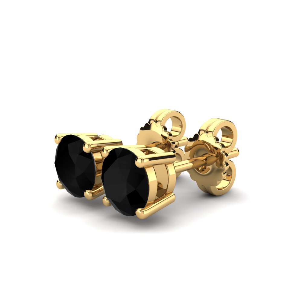 Oro Giallo 750 Zaffiro Nero Orecchino da donna Vedasri
