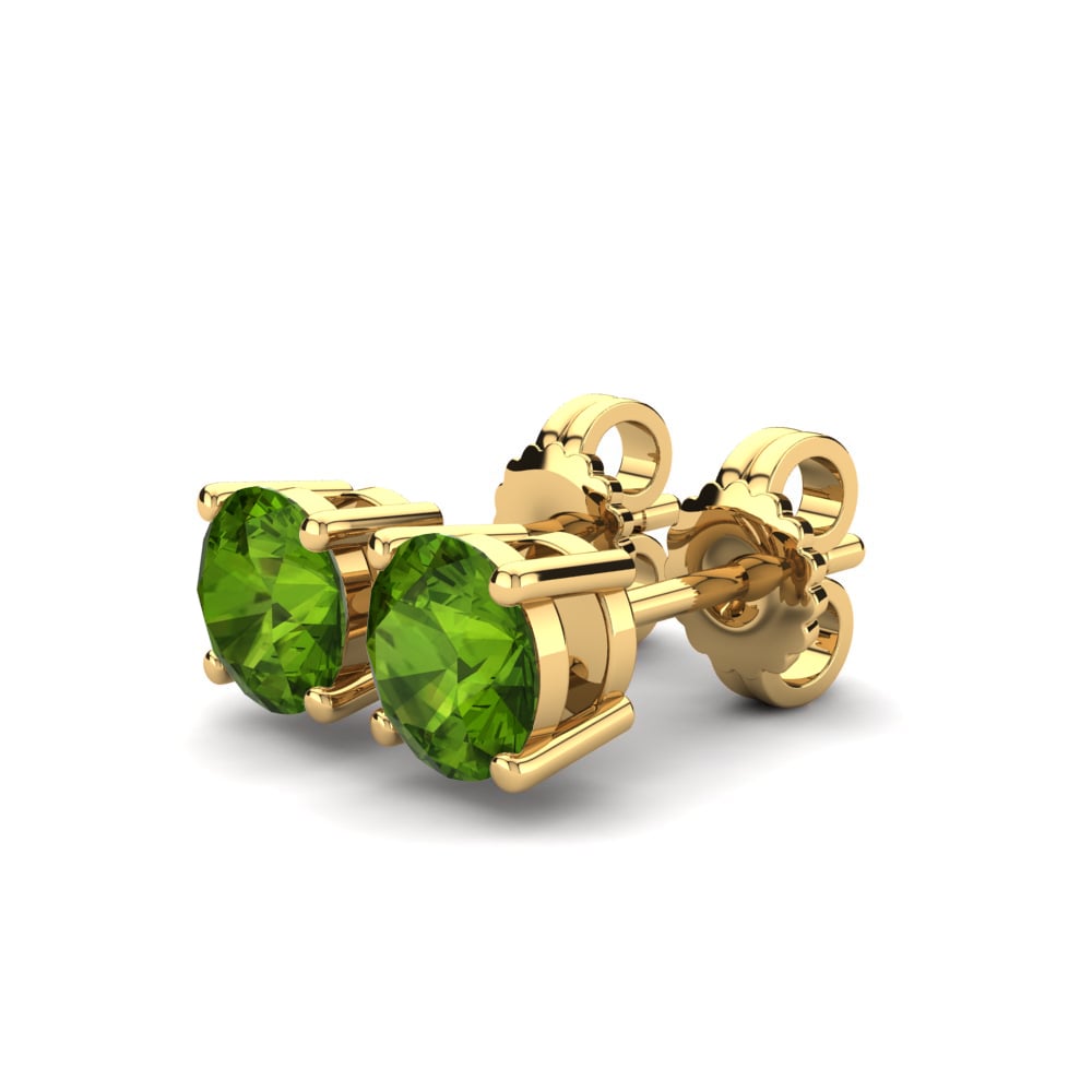 14k Oro Amarillo Peridoto Pendiente de mujer Vedasri