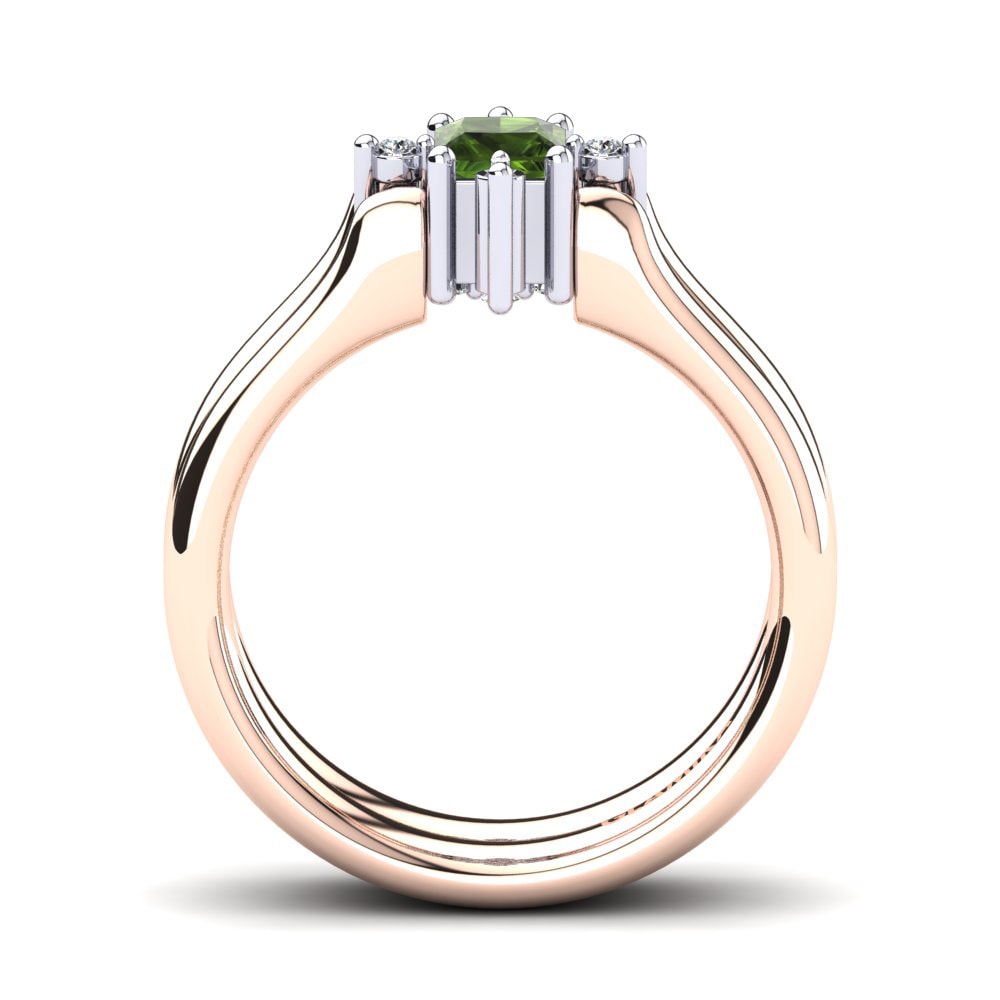 14ct Rose & White Gold Green Tourmaline Ring Sakhalin