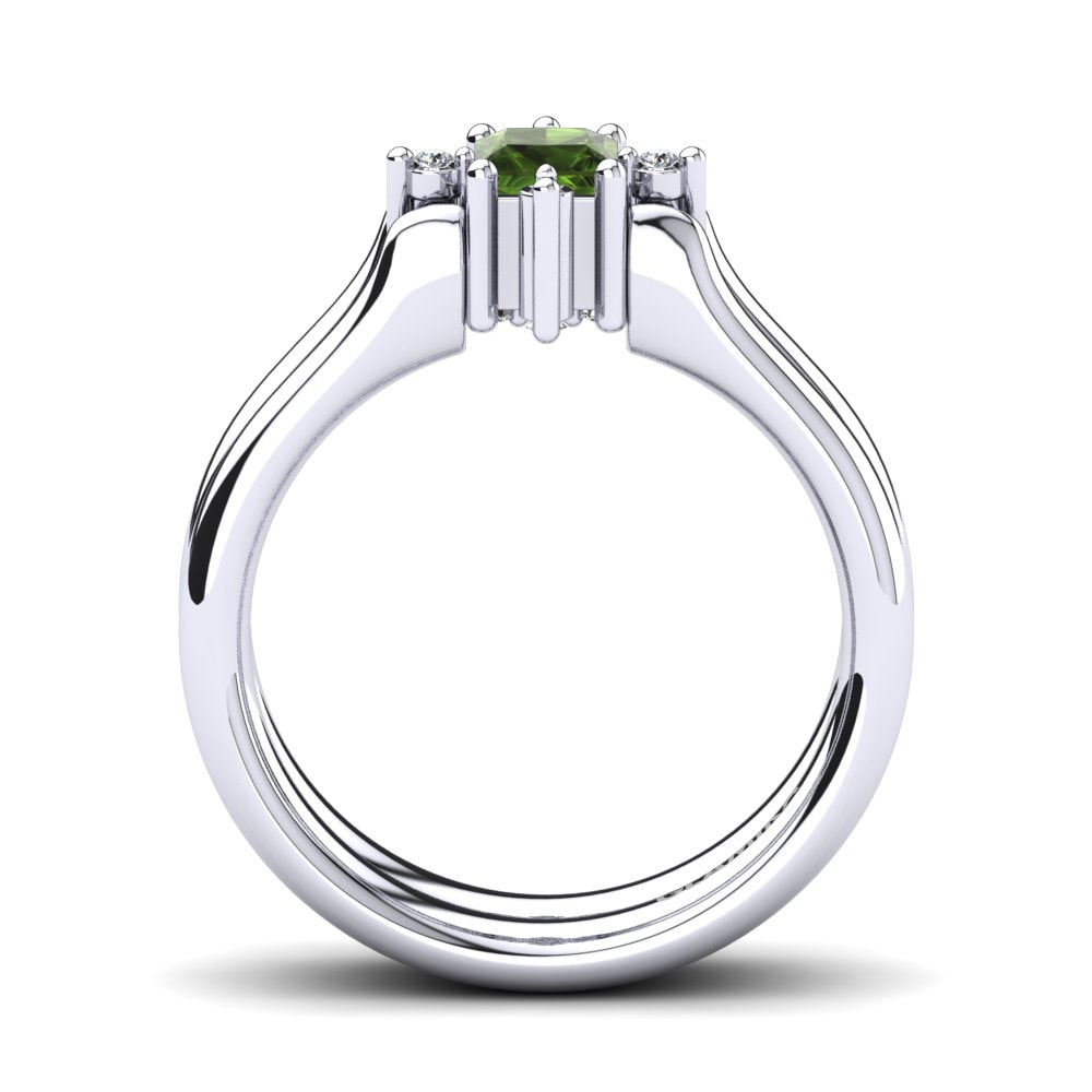 950 Platinum Green Tourmaline Ring Sakhalin