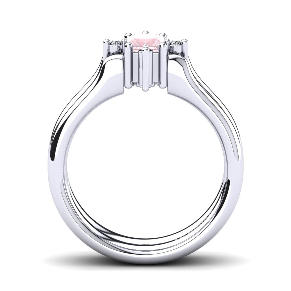 Or Blanc 9k Quartz Rose Bague Sakhalin