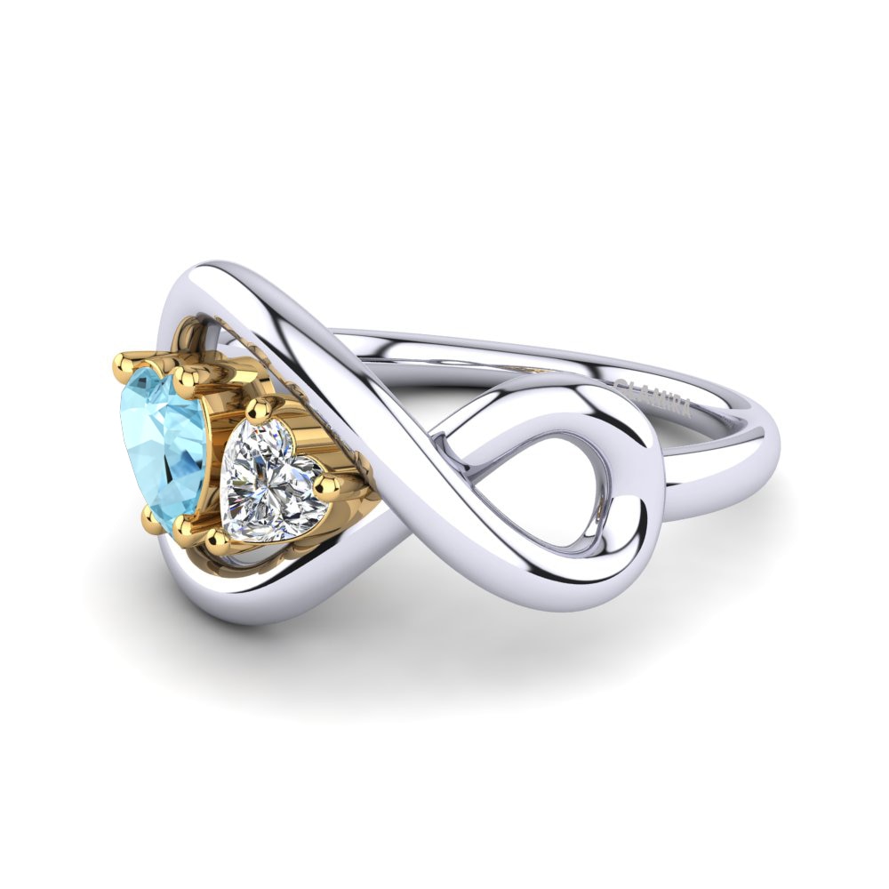 14ct White & Yellow Gold Aquamarine Ring Salvina