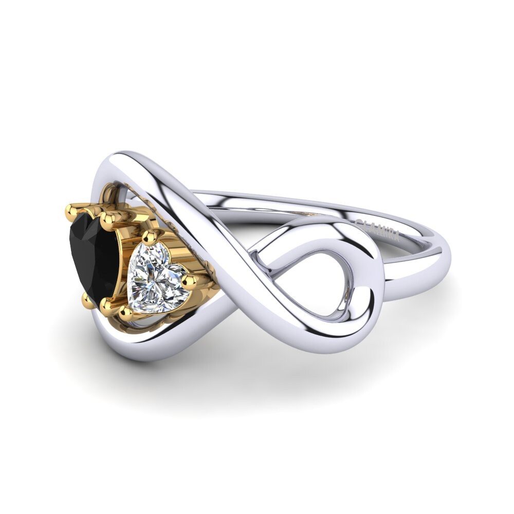 9ct White & Yellow Gold Black Onyx Ring Salvina