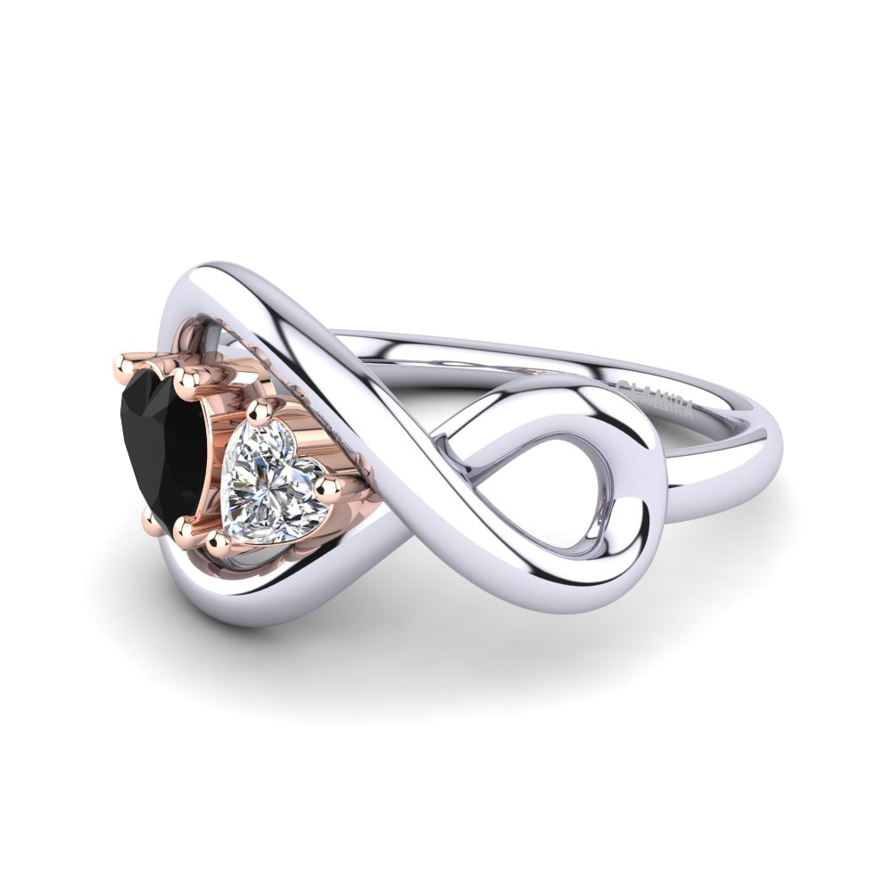 14ct White & Rose Gold Black Sapphire Ring Salvina