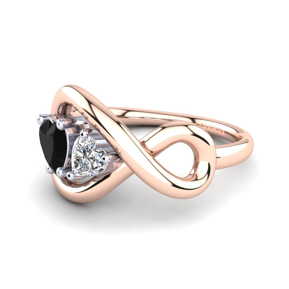 9ct Rose & White Gold Black Diamond Ring Salvina