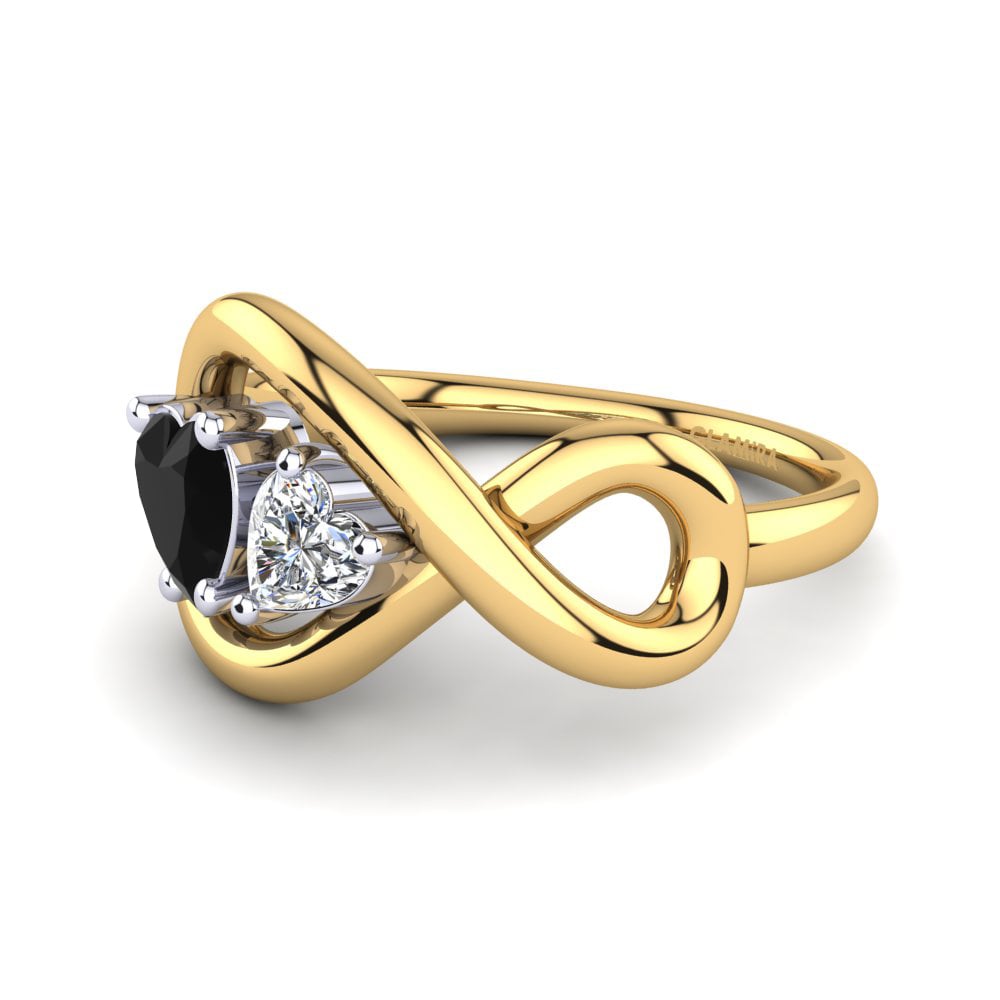 18ct Yellow & White Gold Black Diamond Ring Salvina