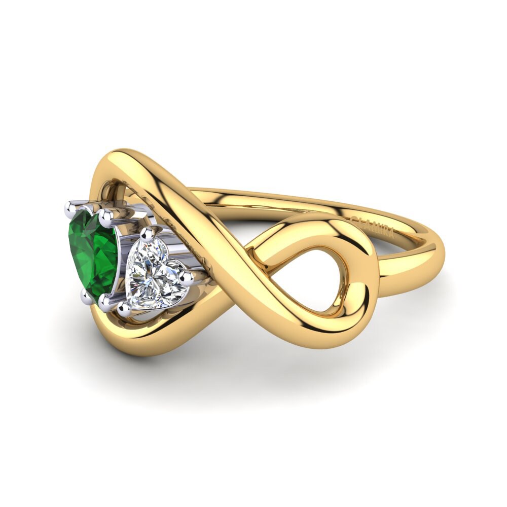 18ct Yellow & White Gold Emerald (Lab Created) Ring Salvina