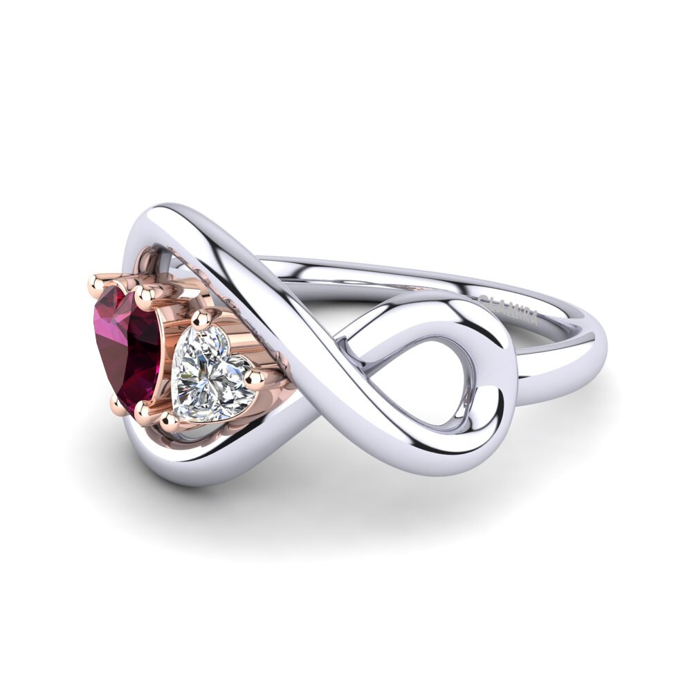 14k Oro Blanco & Rosa Granate Rhodolite Anillo Salvina