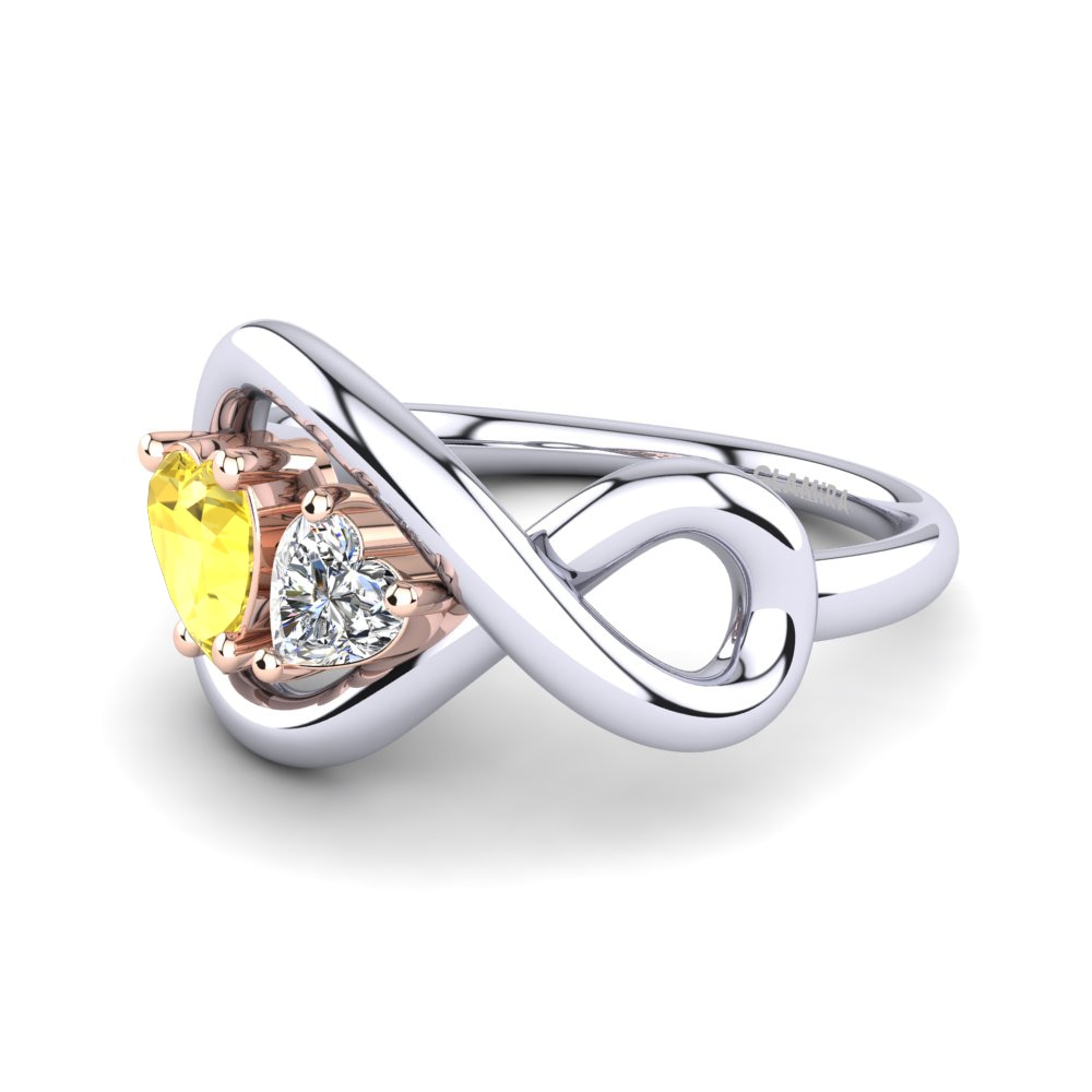 14ct White & Rose Gold Yellow Sapphire Ring Salvina