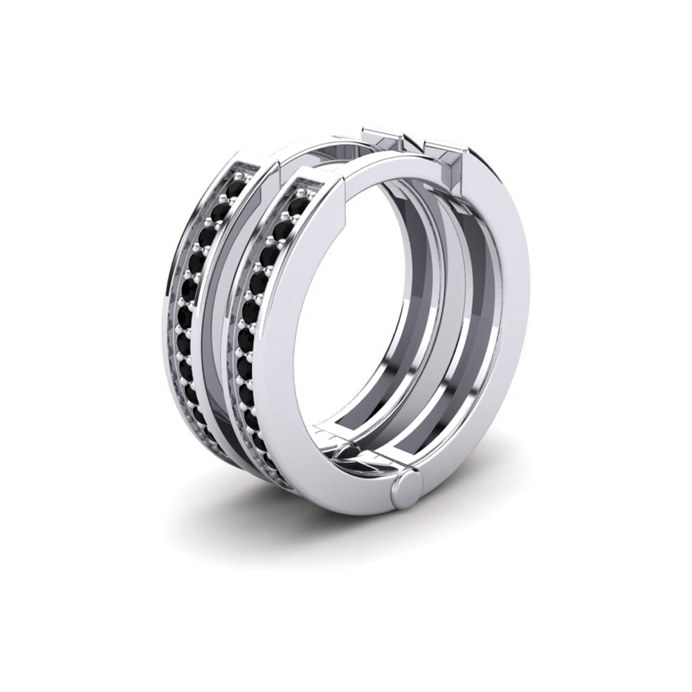 Argento 925 Diamante Nero Orecchino da donna Sheilah 12 mm