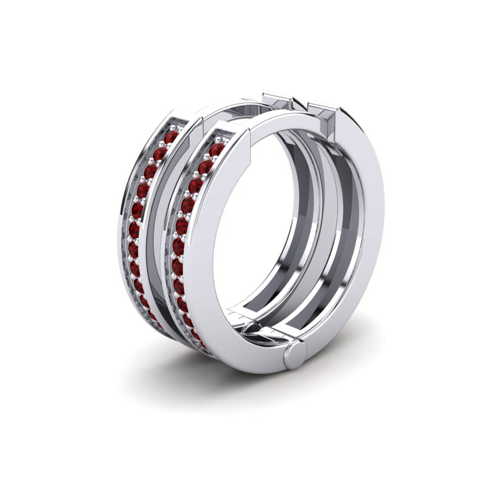 Plata 925 Rubí Pendiente de mujer Sheilah 12 mm