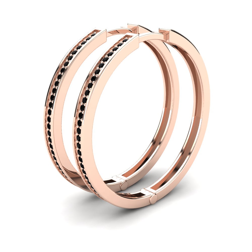 9k Oro Rosa Zafiro negro Pendiente de mujer Sheilah 25 mm